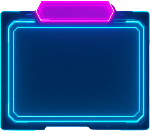 Neon cyberpunk tab selected empty blank hologram glowing 3d flat