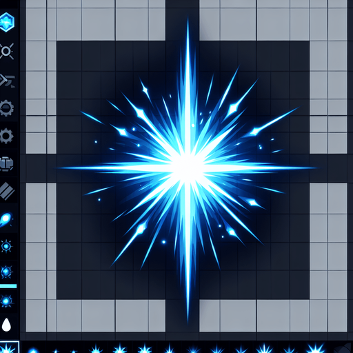 Blue Laser blast.
Single Game Texture. In-Game asset. 2d. Blank background. High contrast. No shadows.