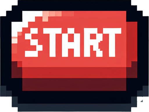 A start button. rectangular. text says "start". pixel art style. red and white..
Single Game Texture. In-Game asset. 2d. Blank background. High contrast. No shadows.