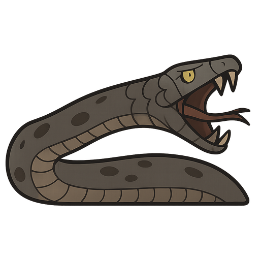 big dungeon snake. No background. Transparent background. Blank background. No shadows. 2d. In-Game asset. flat