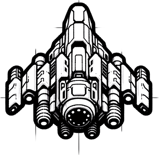 Uma nave virada para cima intergalactica, branca fundo png.
Single Game Texture. In-Game asset. 2d. Blank background. High contrast. No shadows.