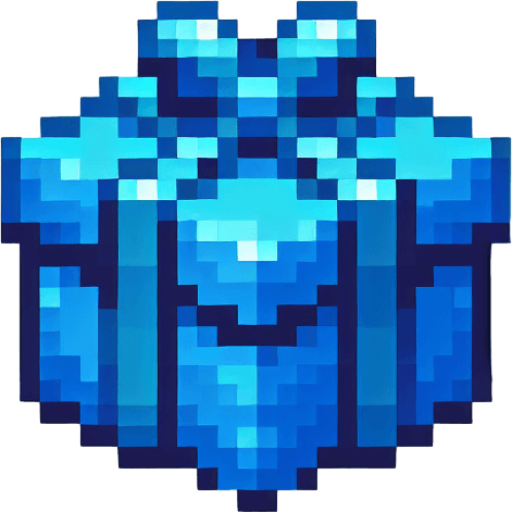 pixel art of a blue christmas present. Single Game Texture. In-Game asset. 2d. Blank background. High contrast. No shadows.