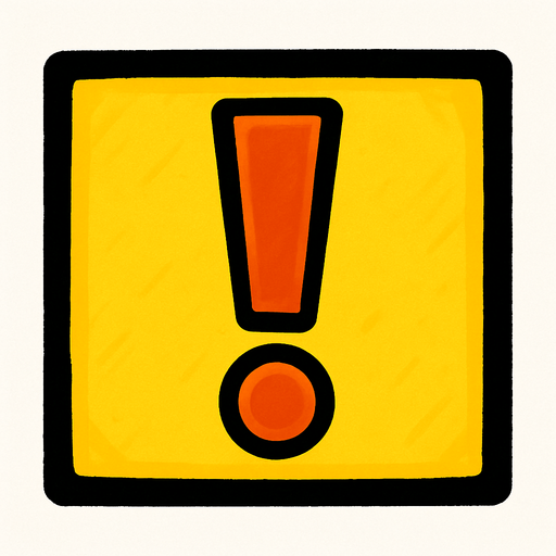 Cuadrado con signo de !.
In-Game asset.  2d.  High contrast.  No shadows