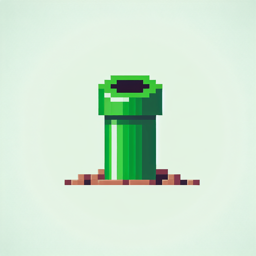 flappy bird pixel green pipe from bottom.
Single Game Texture. In-Game asset. 2d. Blank background. High contrast. No shadows.