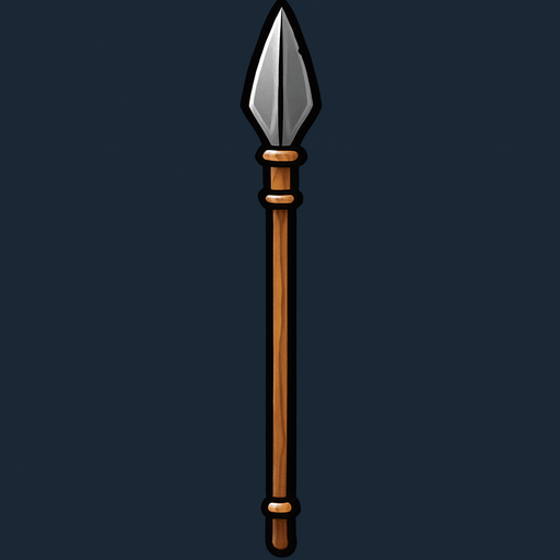 mızrak ucu yukarı olsun..
In-Game asset.  2d.  High contrast.  No shadows uzun ve ince saplı.