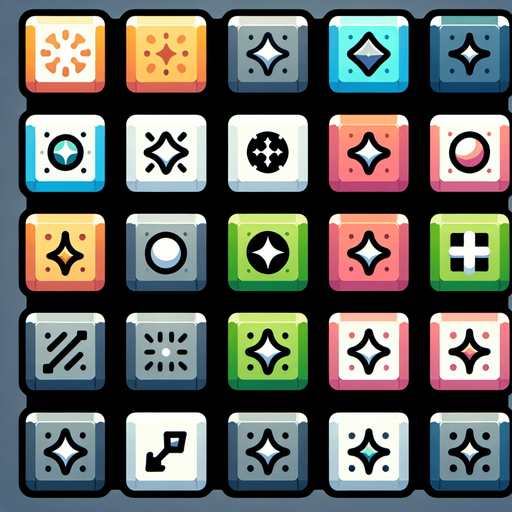 Design a spritesheet for a minimal, hyper-casual 2D mobile game in a flat, 2D illustration style. The spritesheet contains nine square tiles, each defined by a single dominant color and a contrasting, clean frame with subtle shape variations to represent functionalities like damage, magic, or healing. The tiles remain simple and uncluttered, with no symbols or icons inside, emphasizing clarity and modern design. The frames themselves convey purpose through their unique shapes, creating a polished, playful, and approachable aesthetic perfect for vibrant mobile gaming experiences.
Single Game Texture. In-Game asset. 2d. Blank background. High contrast. No shadows.