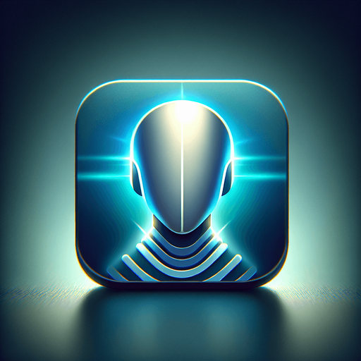 A square app store icon with rounded edges, designed for a Contacts List app with a subtle futuristic touch. The icon features a clean human avatar face in the center, outlined with smooth lines and a soft glow. The avatar is wearing a minimalist headset, hinting at communication functionality. The background is a gradient of deep blue to teal, with faint light effects to suggest a modern and slightly futuristic aesthetic.
Single Game Texture. In-Game asset. 2d. Blank background. High contrast. No shadows.