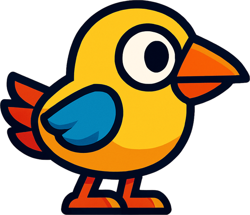 a 2d platformer bird.
In-Game asset.  2d.  High contrast.  No shadows