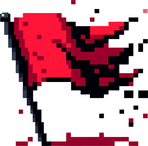 pixel art of a red flag.
Single Game Texture. In-Game asset. 2d. Blank background. High contrast. No shadows.