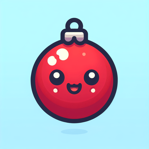 Perfectly circle bright RED Christmas decoration with cute happyy face. Cartoon style. Cute art style. Simple vector style. No Shadows.
Single Game Texture. In-Game asset. 2d. Blank background. High contrast. No shadows.