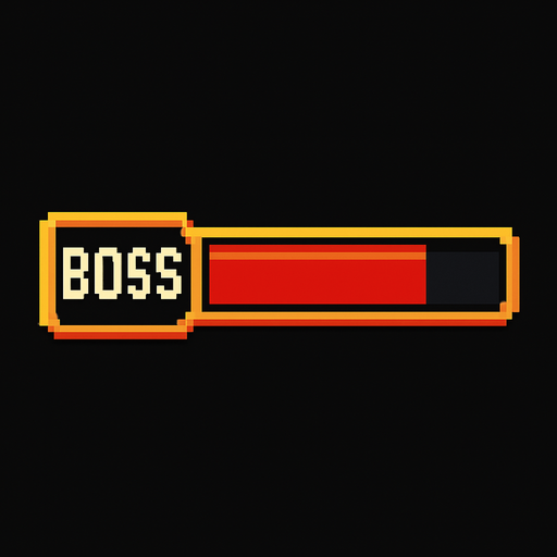Una barra de jefe final en juego pixel art.
In-Game asset.  2d.  High contrast.  No shadows