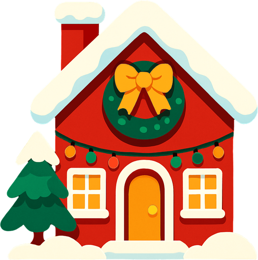 christmas house.
In-Game asset.  2d.  High contrast.  No shadows