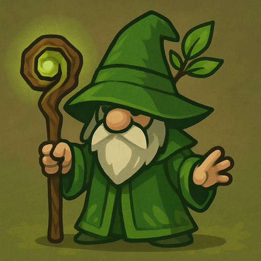 2d in game asset nature (green) wizard.