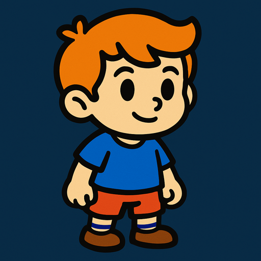 Petit garçon.
In-Game asset.  2d.  High contrast.  No shadows