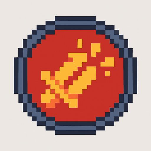 pixel art circle damage button with symbols and no letters.
In-Game asset.  2d.  High contrast.  No shadows
