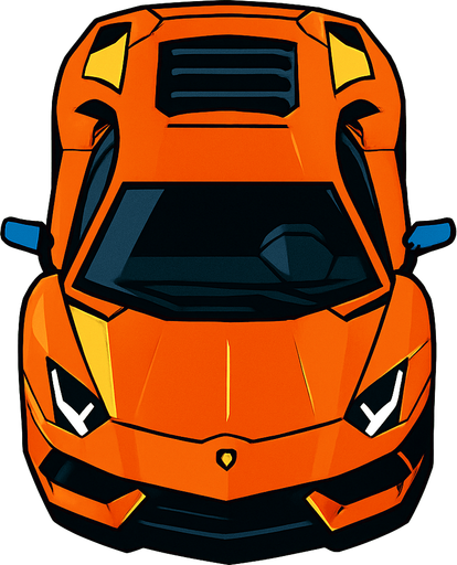 Kuş bakışı Lamborghini.
In-Game asset.  2d.  High contrast.  No shadows