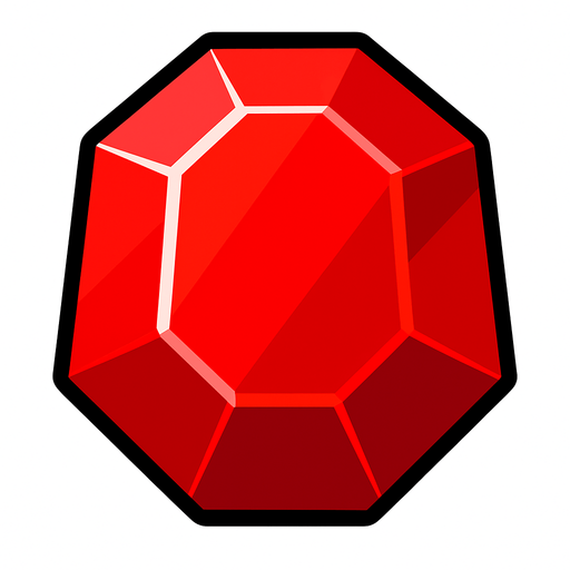 red gem.
In-Game asset.  2d.  High contrast.  No shadows
