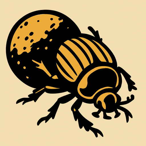 Dung beetle.
In-Game asset.  2d.  High contrast.  No shadows