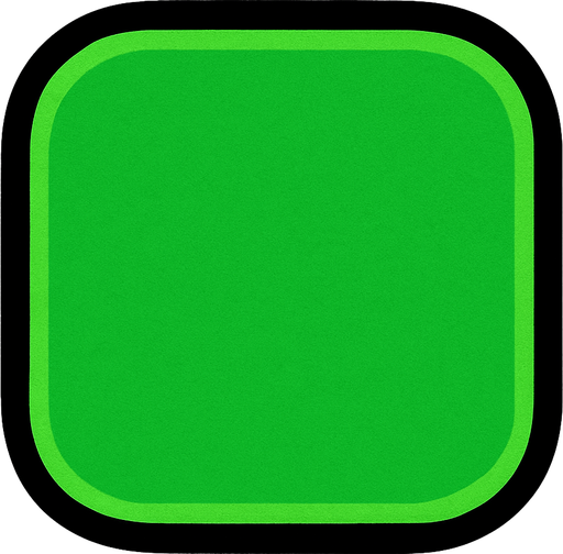 Cuadrado verde con lados circulares.
In-Game asset.  2d.  High contrast.  No shadows