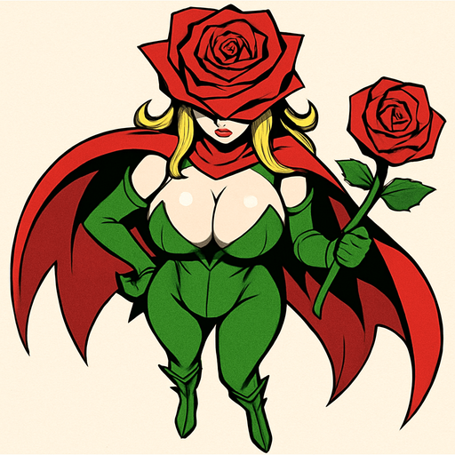 Rosemon, vista desde arriba, calidad y detalles altos, busto grande sexy, cuerpo completo.
In-Game asset.  2d.  High contrast.  No shadows