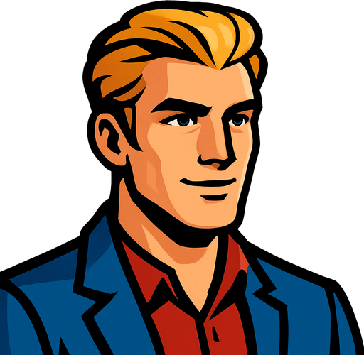 Blonde Handsome Man.
In-Game asset.  2d.  High contrast.  No shadows