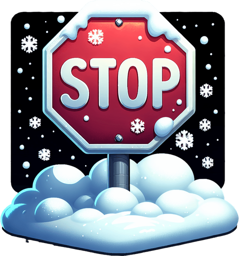 Знак стоп в снегу. Мультяшный.
Single Game Texture.  In-Game asset.  2d.  Blank background.  High contrast.  No shadows