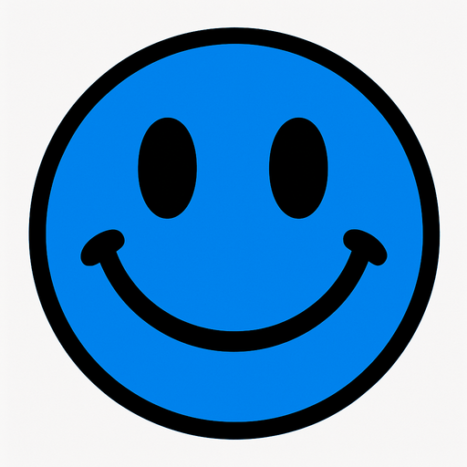 blue circle with smile.
In-Game asset.  2d.  High contrast.  No shadows