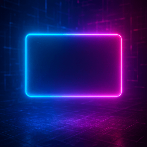 Neon cyberpunk blank rectangular hologram empty overlay