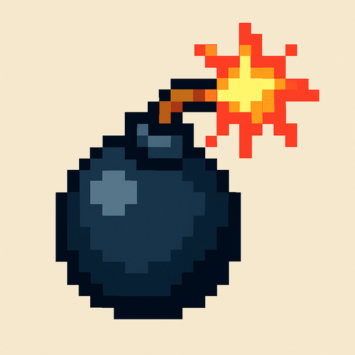 pixelart bomb.
In-Game asset.  2d.  High contrast.  No shadows