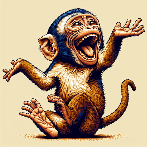 Monkey with happy face and with body.
2d and great details and color
