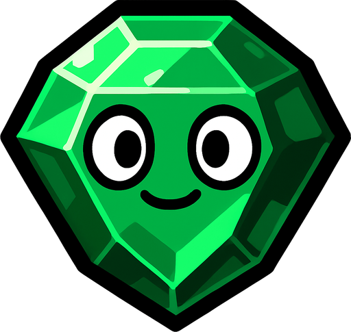 Una esmeralda con ojos.
In-Game asset.  High contrast.  No shadows