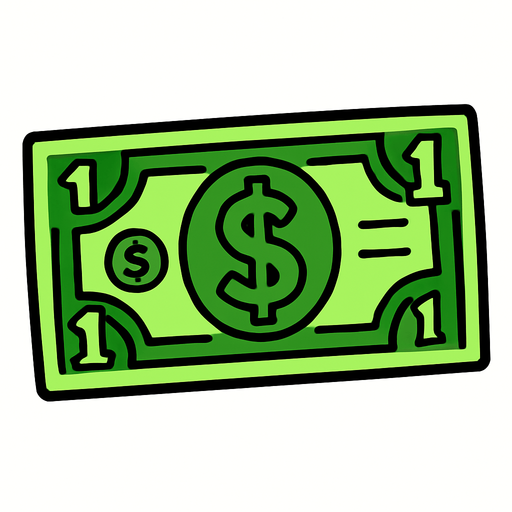 yeşil dolar.
In-Game asset.  2d.  High contrast.  No shadows
