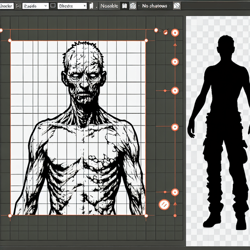 Make a person looking like a zombies.
Single Game Texture. In-Game asset. 2d. Blank background. High contrast. No shadows.