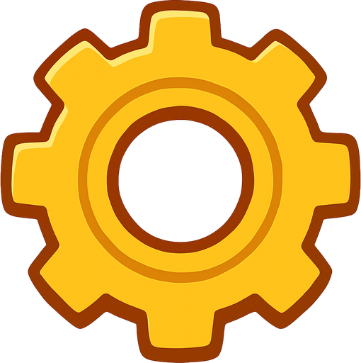 yellow gear top view tranparent.
In-Game asset.  2d.  High contrast.  No shadows