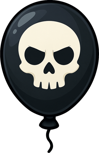 Black Ballon with white skull on.
In-Game asset.  2d.  No shadows