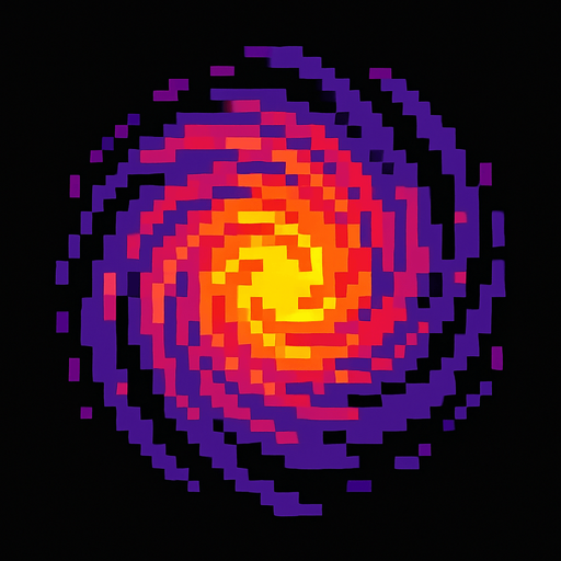 sirculo de torbellino de pixeles.
In-Game asset.  2d.  High contrast.  No shadows