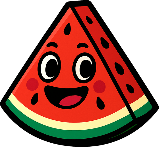 watermelon with face.
In-Game asset.  2d.  High contrast.  No shadows