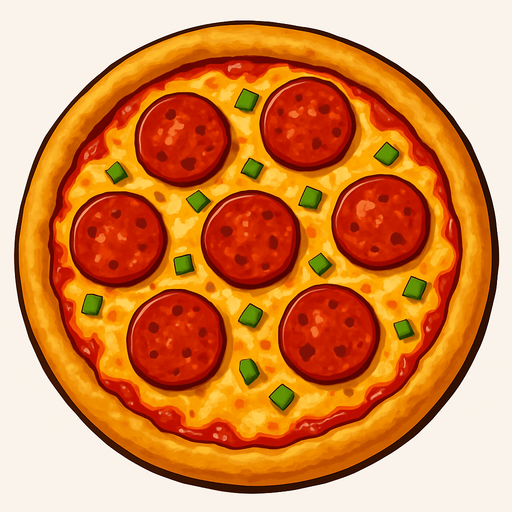a realistic pizza.
In-Game asset.  2d.  High contrast.  No shadows