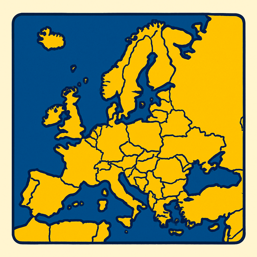 Map over Europe.
In-Game asset.  2d.  High contrast.  No shadows