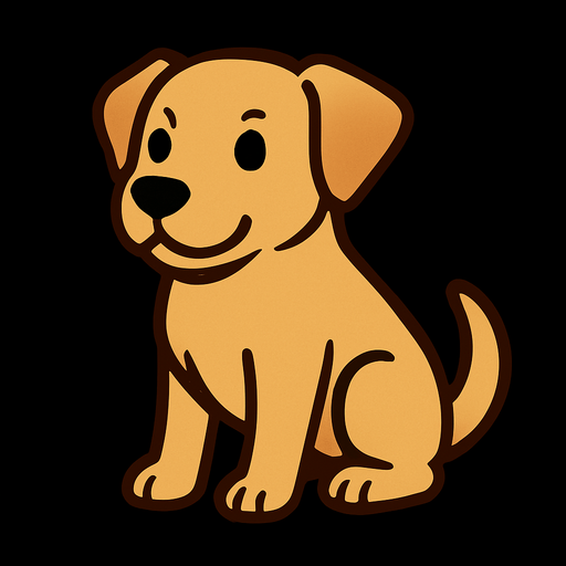 dog with black background.
In-Game asset.  2d.  High contrast.  No shadows
