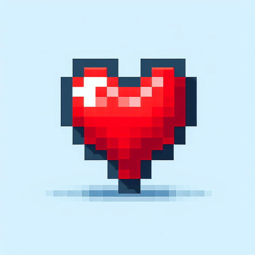 Red minecraft heart.
Single Game Texture. In-Game asset. 2d. Blank background. High contrast. No shadows.