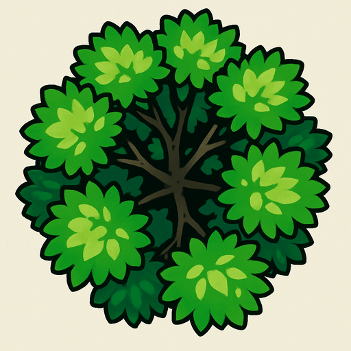 tree.
In-Game asset.  2d.  High contrast.  No shadows. Top down view