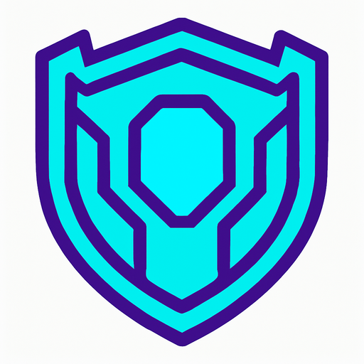 Icono de escudo futurista.
In-Game asset.  2d.  High contrast.  No shadows