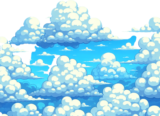blue sky and with cloud.
Single Game Texture.  In-Game asset.  2d.  Blank background.  High contrast.  No shadows
