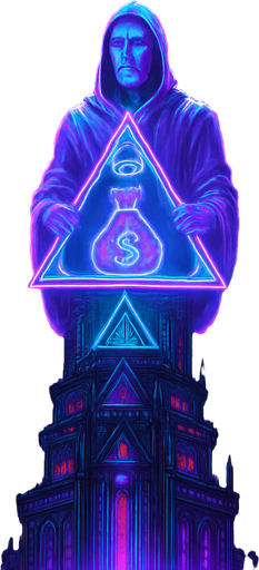 Neon cyberpunk skyscraper occult capitalist 3d hologram billboards futuristic elaborate architecture multidimensional towering city spires glowing