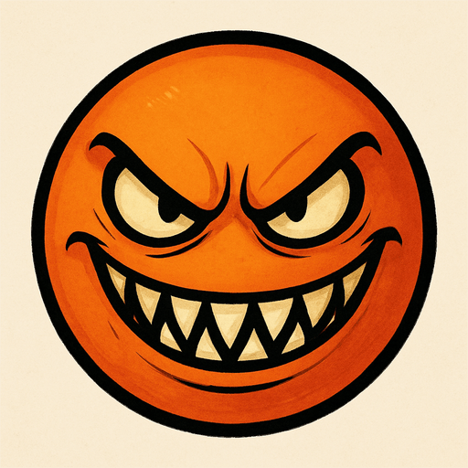 A orange ball with a evil smile.
#2d