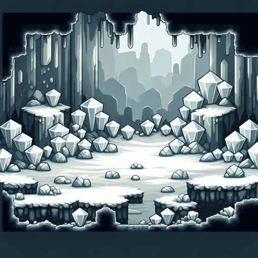 elmas dolu mağara.
Single Game Texture. In-Game asset. 2d. Blank background. High contrast. No shadows.