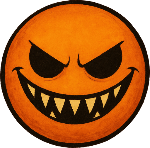 A orange ball with a evil smile.
#2d
