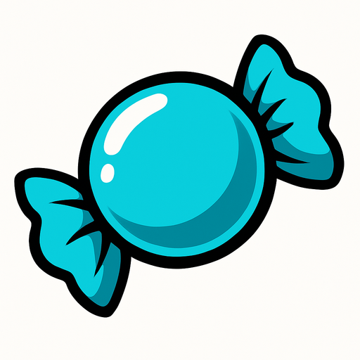 Cyan candy.
In-Game asset.  2d.  High contrast.  No shadows