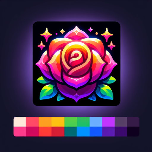 Add a glowing square shaped blooming delicious multicolour vibrant rose.
Single Game Texture. In-Game asset. 2d. Blank background. High contrast. No shadows.